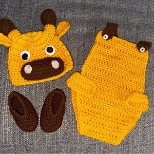 Yellow and Brown Crochet Giraffe Baby Set